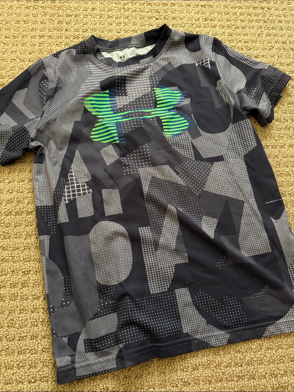 Under Armour Black & Gray Graphic Tee with Green Logo